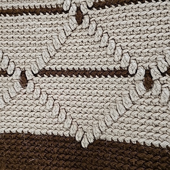Hand Crocheted afgan. Brown and tan. Beautifully crafted. About 60" by 60". No - Picture 3 of 6